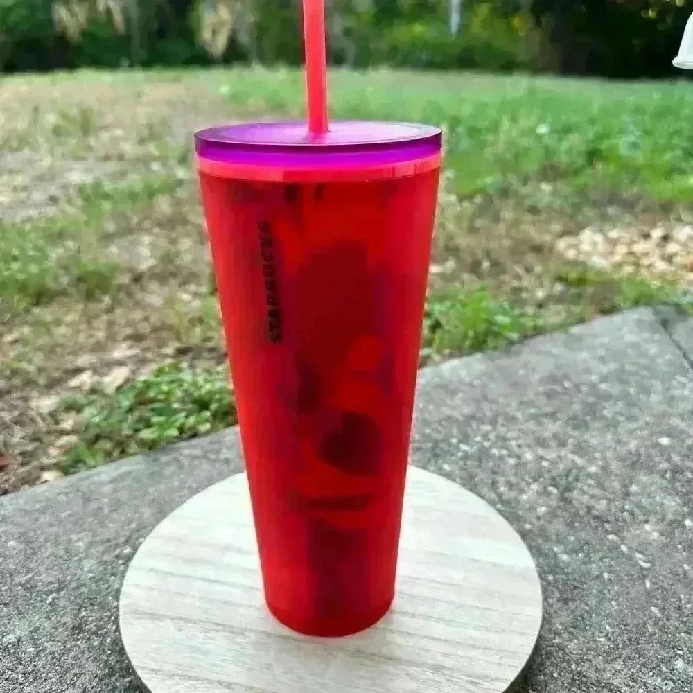 Starbucks Spring 2022 Red Floral Soft Touch Venti 24oz Cold Cup Tumbler